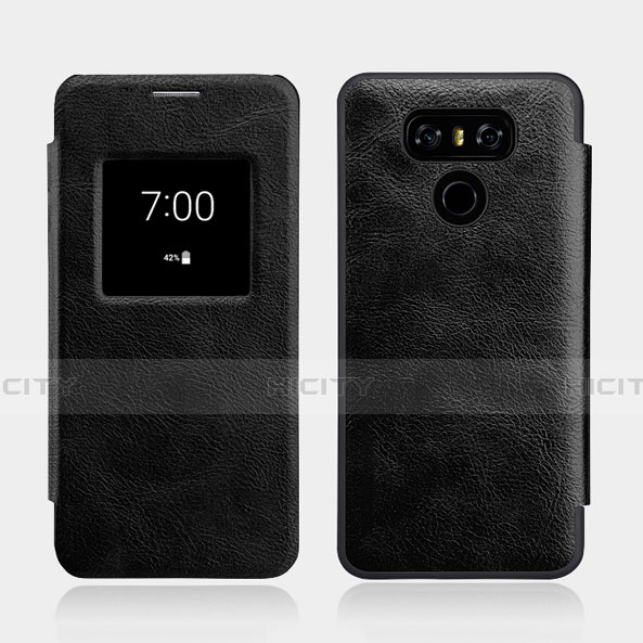 Handyhülle Hülle Kunststoff Schutzhülle Leder für LG G6 Schwarz