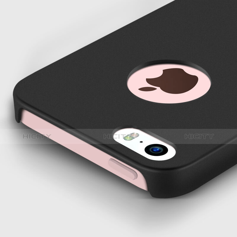 Handyhülle Hülle Kunststoff Schutzhülle Matt Loch für Apple iPhone 5 Schwarz