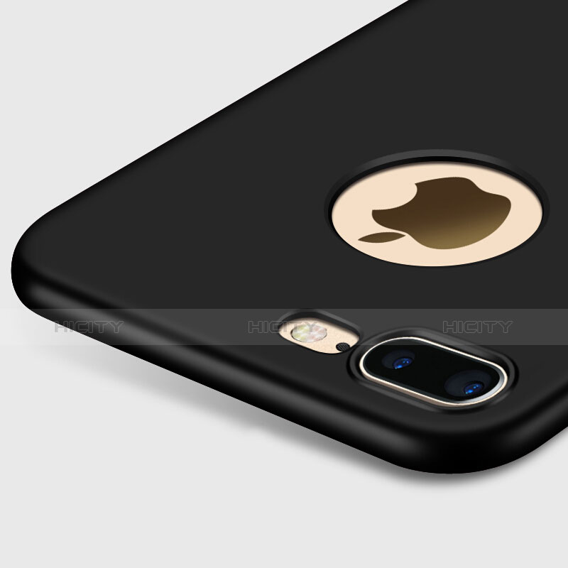 Handyhülle Hülle Kunststoff Schutzhülle Matt Loch für Apple iPhone 8 Plus Schwarz Plus