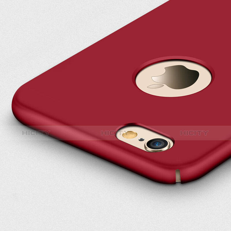 Handyhülle Hülle Kunststoff Schutzhülle Matt Loch mit Fingerring Ständer für Apple iPhone 6 Plus Rot