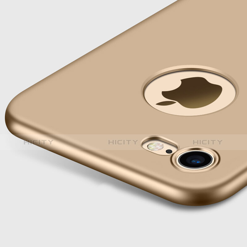 Handyhülle Hülle Kunststoff Schutzhülle Matt Loch mit Fingerring Ständer für Apple iPhone 7 Gold