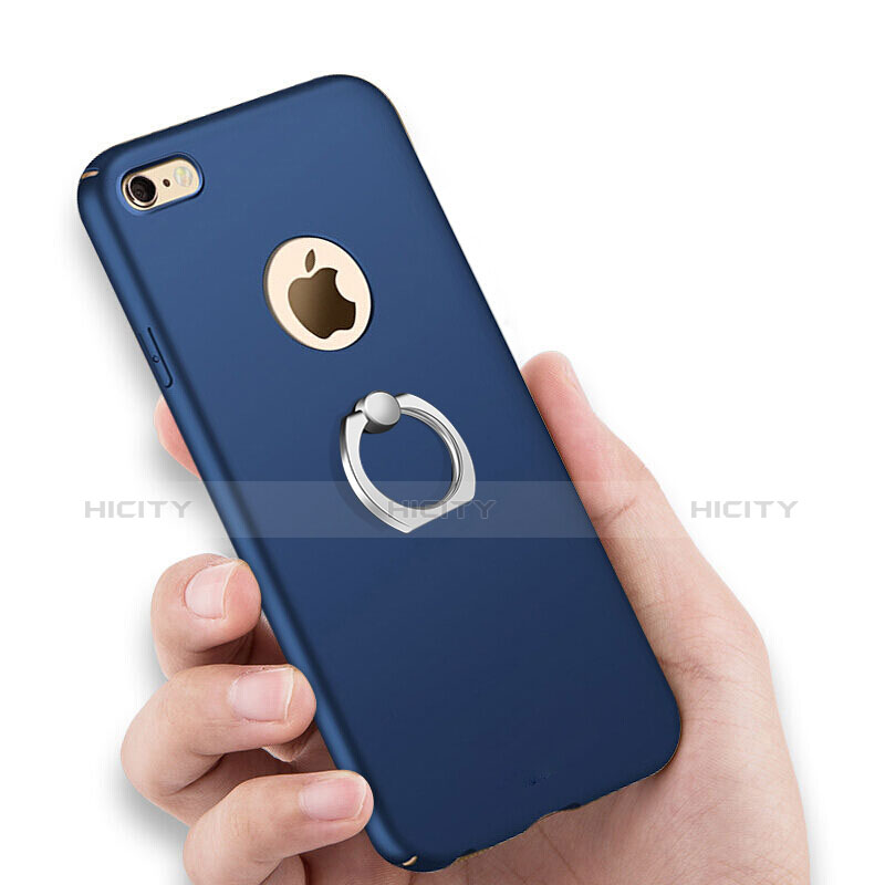 Handyhülle Hülle Kunststoff Schutzhülle Matt Loch mit Fingerring Ständer für Apple iPhone 8 Blau