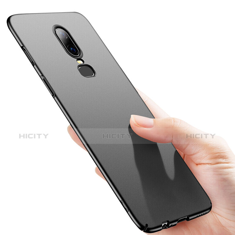 Handyhülle Hülle Kunststoff Schutzhülle Matt M02 für OnePlus 6 Schwarz groß