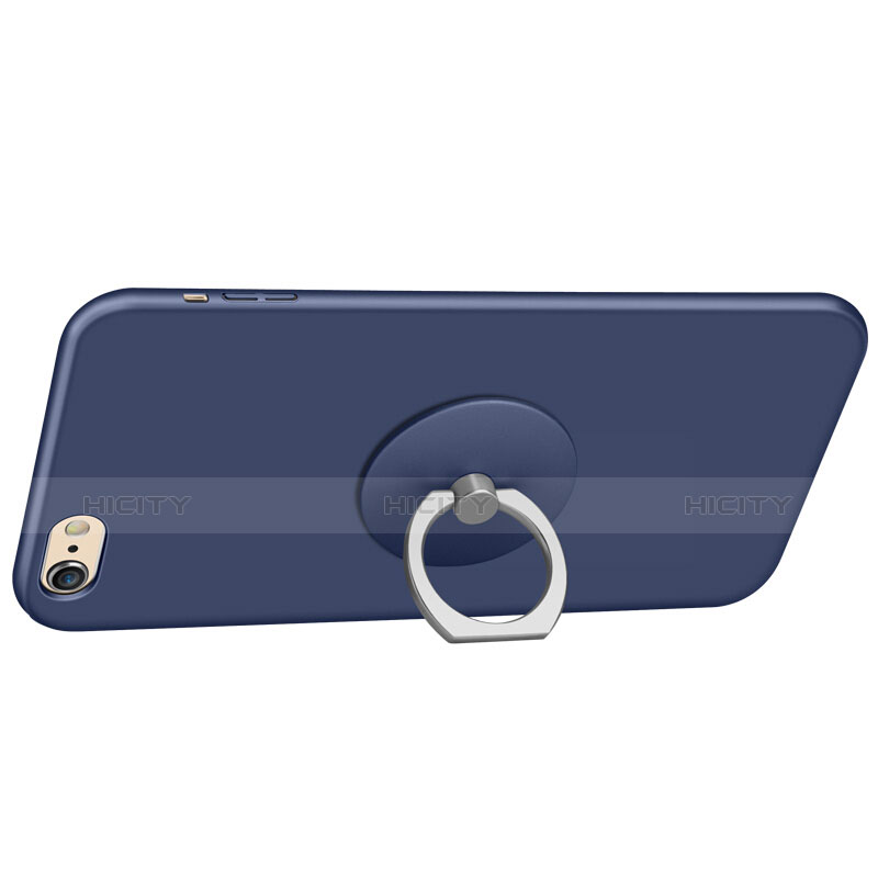 Handyhülle Hülle Kunststoff Schutzhülle Matt mit Fingerring Ständer A01 für Apple iPhone 6 Blau