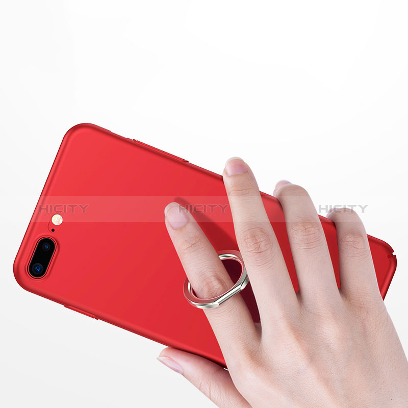 Handyhülle Hülle Kunststoff Schutzhülle Matt mit Fingerring Ständer A01 für Apple iPhone 8 Plus Rot