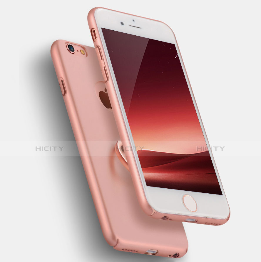 Handyhülle Hülle Kunststoff Schutzhülle Matt mit Fingerring Ständer A02 für Apple iPhone 6S Rosa