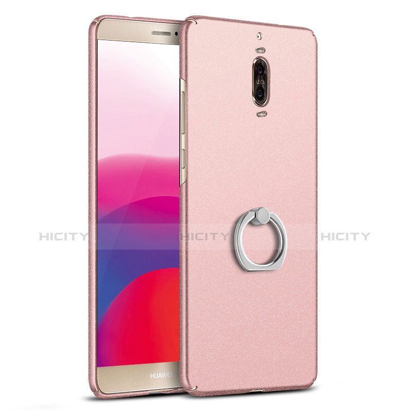 Handyhülle Hülle Kunststoff Schutzhülle Matt mit Fingerring Ständer A02 für Huawei Mate 9 Pro Rosegold