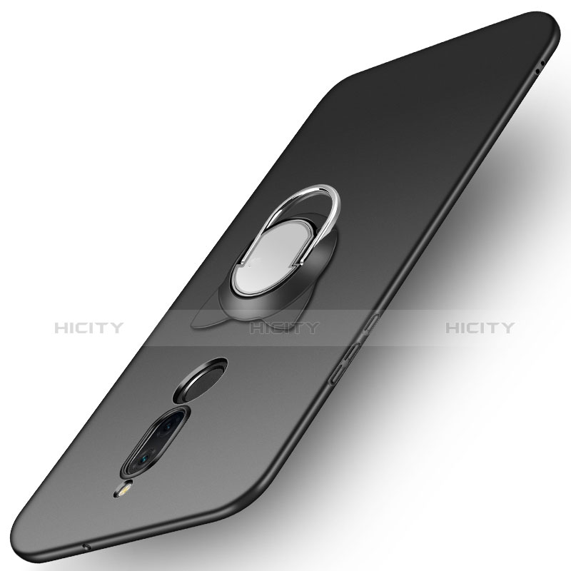 Handyhülle Hülle Kunststoff Schutzhülle Matt mit Fingerring Ständer A02 für Huawei Nova 2i Schwarz