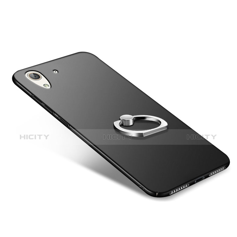 Handyhülle Hülle Kunststoff Schutzhülle Matt mit Fingerring Ständer A02 für Huawei Y6 II 5 5 Schwarz groß