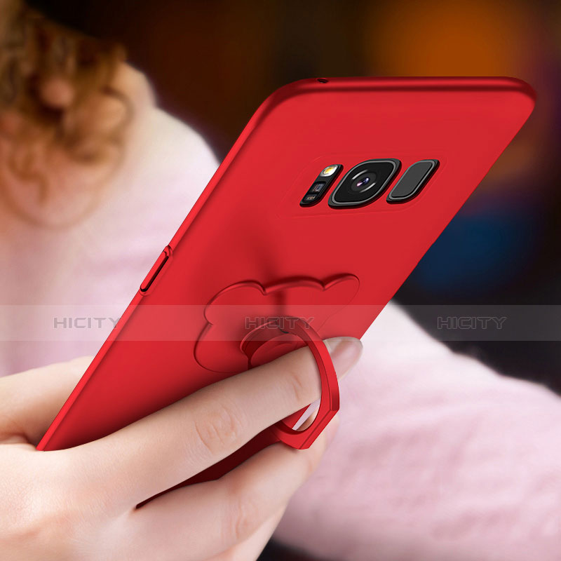 Handyhülle Hülle Kunststoff Schutzhülle Matt mit Fingerring Ständer A02 für Samsung Galaxy S8 Rot