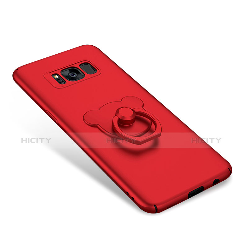 Handyhülle Hülle Kunststoff Schutzhülle Matt mit Fingerring Ständer A02 für Samsung Galaxy S8 Rot