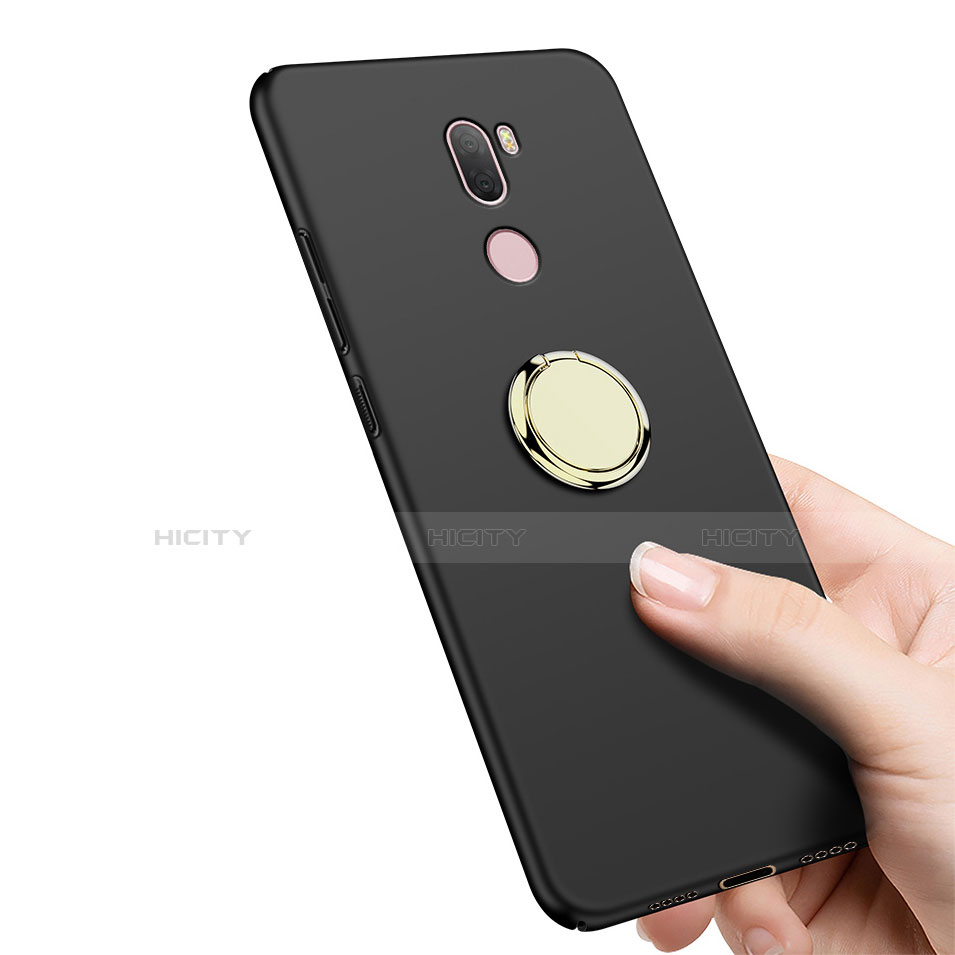 Handyhülle Hülle Kunststoff Schutzhülle Matt mit Fingerring Ständer A02 für Xiaomi Mi 5S Plus Schwarz