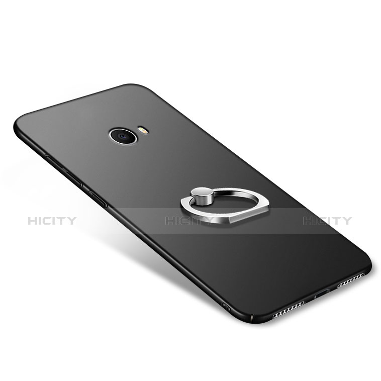 Handyhülle Hülle Kunststoff Schutzhülle Matt mit Fingerring Ständer A02 für Xiaomi Mi Note 2 Schwarz