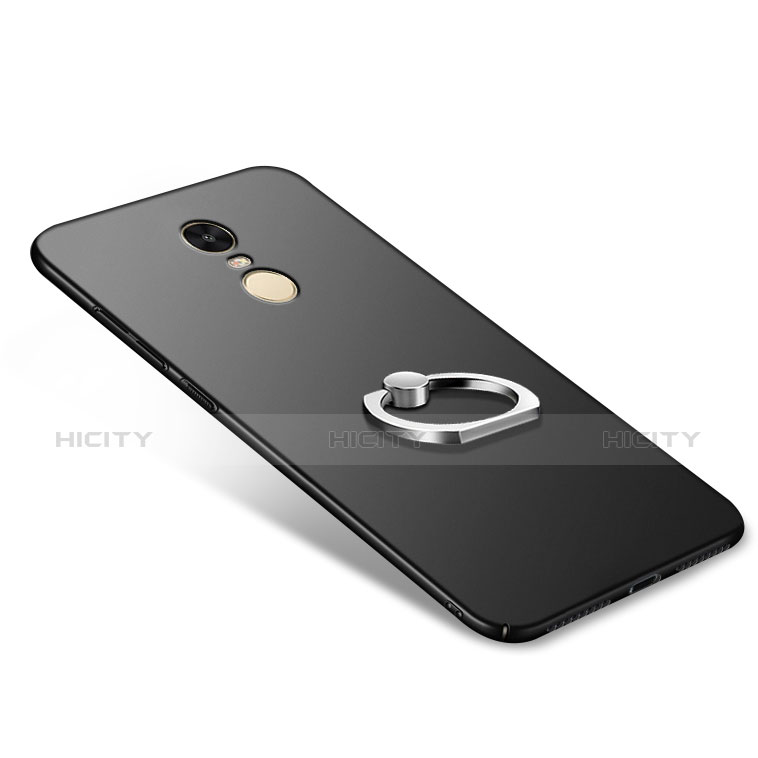 Handyhülle Hülle Kunststoff Schutzhülle Matt mit Fingerring Ständer A02 für Xiaomi Redmi Note 4 Standard Edition Schwarz