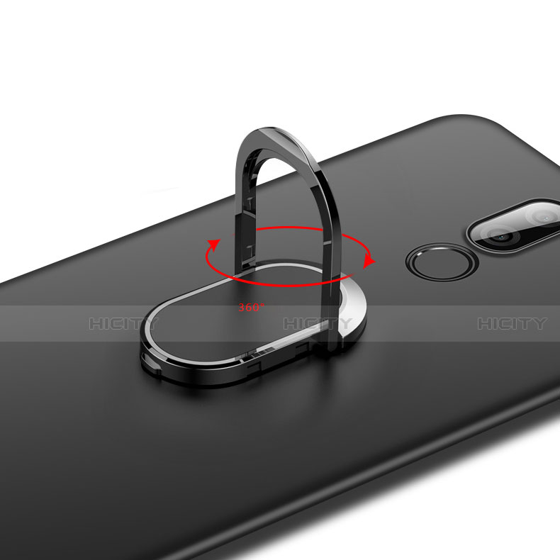 Handyhülle Hülle Kunststoff Schutzhülle Matt mit Fingerring Ständer A03 für Huawei G10 Schwarz