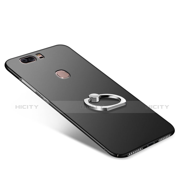 Handyhülle Hülle Kunststoff Schutzhülle Matt mit Fingerring Ständer A03 für Huawei Honor V8 Schwarz