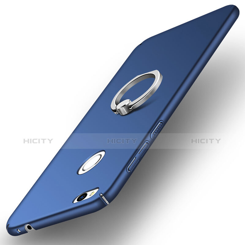 Handyhülle Hülle Kunststoff Schutzhülle Matt mit Fingerring Ständer A03 für Huawei P9 Lite (2017) Blau