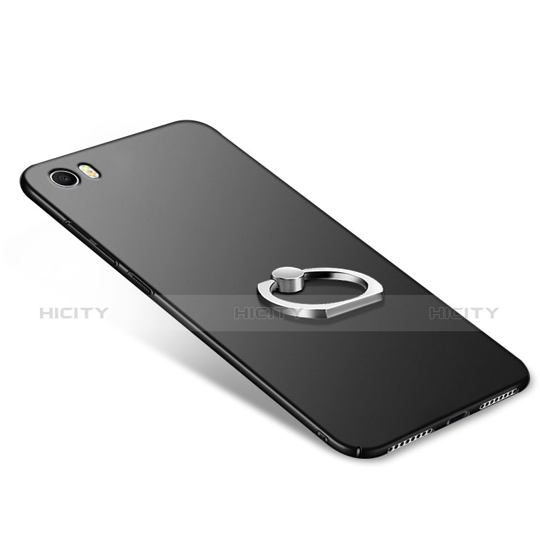 Handyhülle Hülle Kunststoff Schutzhülle Matt mit Fingerring Ständer A03 für Xiaomi Mi 5 Schwarz