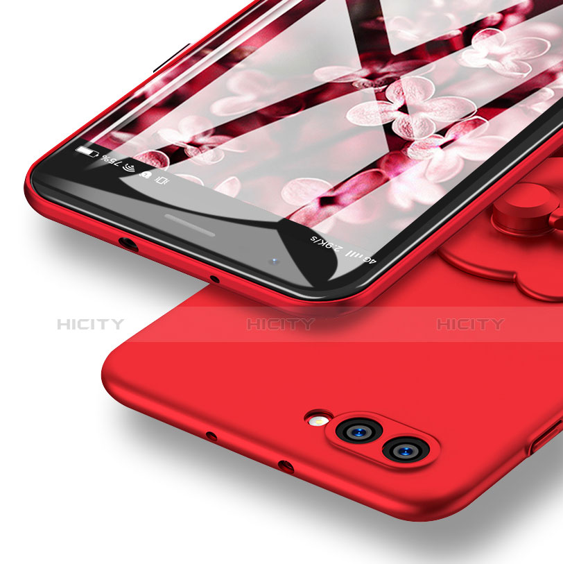 Handyhülle Hülle Kunststoff Schutzhülle Matt mit Fingerring Ständer A04 für Huawei Honor V10 Rot