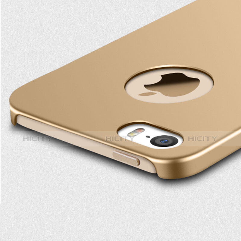 Handyhülle Hülle Kunststoff Schutzhülle Matt mit Fingerring Ständer für Apple iPhone 5S Gold