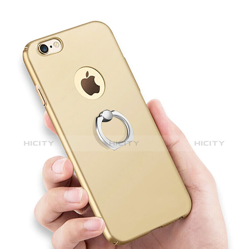 Handyhülle Hülle Kunststoff Schutzhülle Matt mit Fingerring Ständer für Apple iPhone 6 Gold