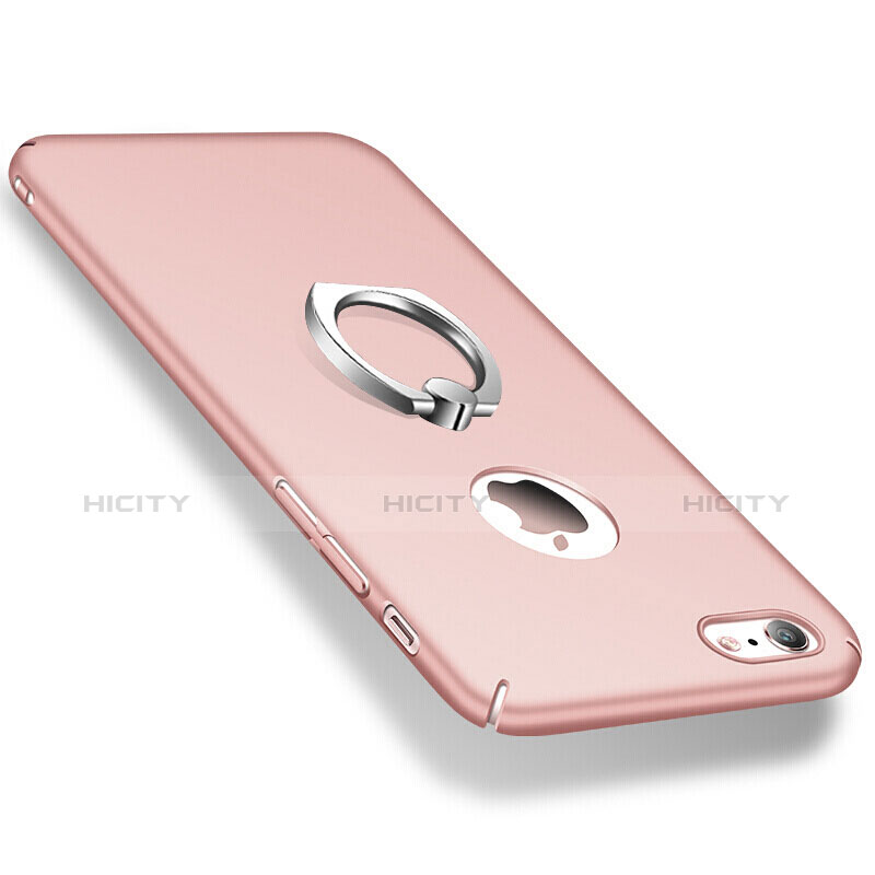 Handyhülle Hülle Kunststoff Schutzhülle Matt mit Fingerring Ständer für Apple iPhone 6 Plus Rosa groß