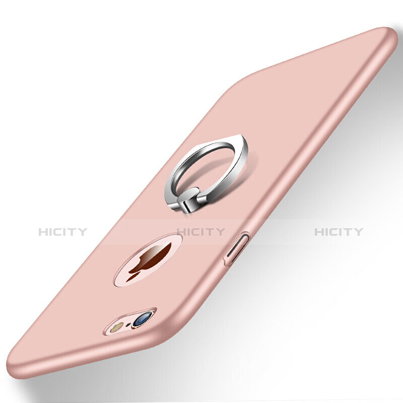 Handyhülle Hülle Kunststoff Schutzhülle Matt mit Fingerring Ständer für Apple iPhone 6 Rosa groß