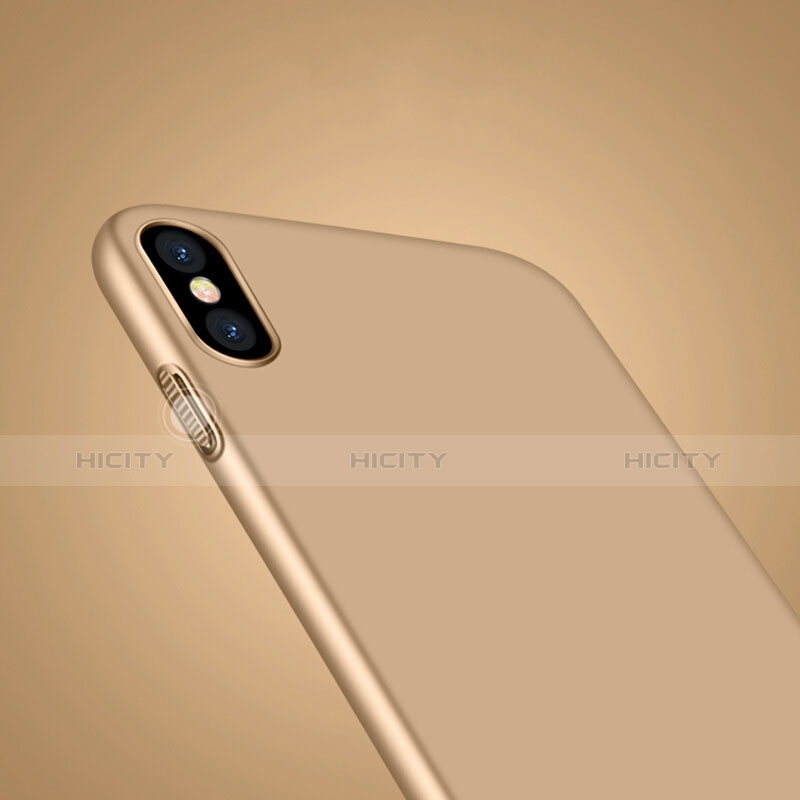 Handyhülle Hülle Kunststoff Schutzhülle Matt mit Fingerring Ständer für Apple iPhone X Gold