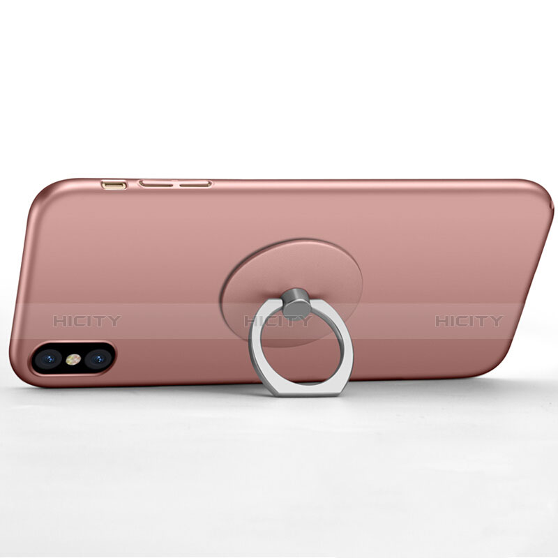 Handyhülle Hülle Kunststoff Schutzhülle Matt mit Fingerring Ständer für Apple iPhone X Rosa