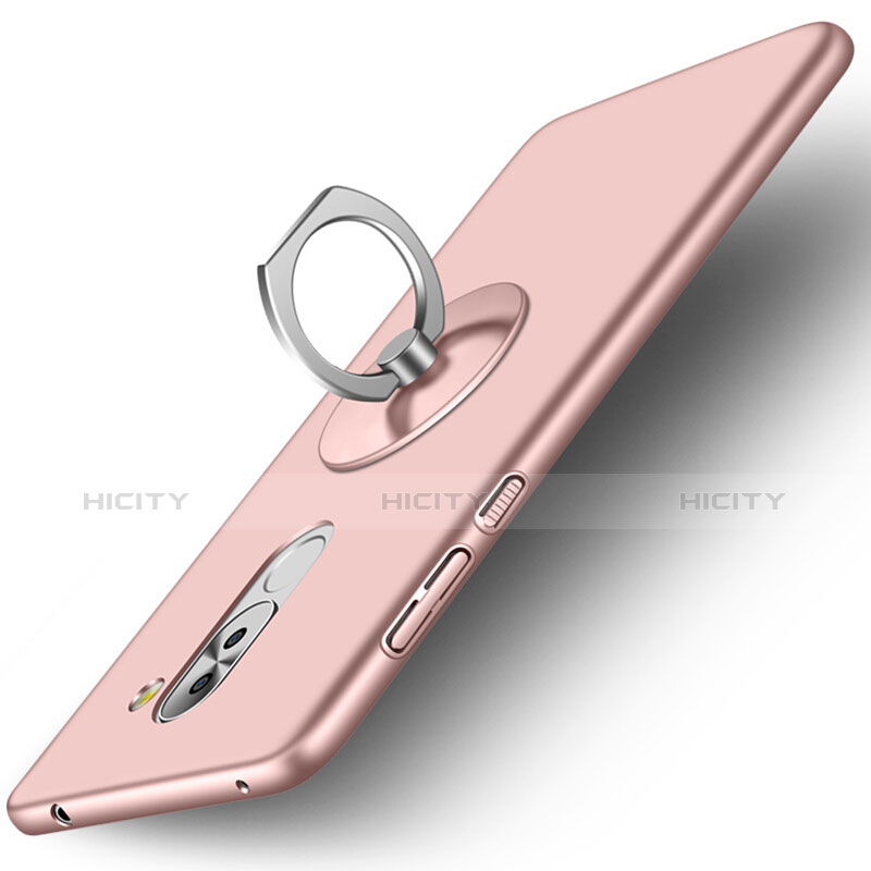 Handyhülle Hülle Kunststoff Schutzhülle Matt mit Fingerring Ständer für Huawei GR5 (2017) Rosegold Plus