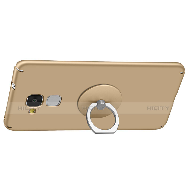 Handyhülle Hülle Kunststoff Schutzhülle Matt mit Fingerring Ständer für Huawei GR5 Mini Gold groß