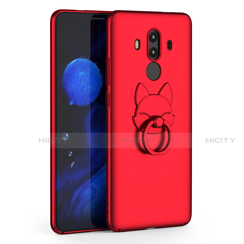 Handyhülle Hülle Kunststoff Schutzhülle Matt mit Fingerring Ständer für Huawei Mate 10 Pro Rot