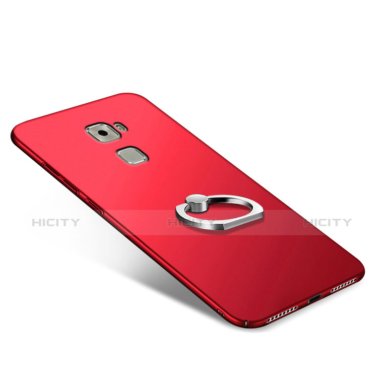 Handyhülle Hülle Kunststoff Schutzhülle Matt mit Fingerring Ständer für Huawei Mate S Rot