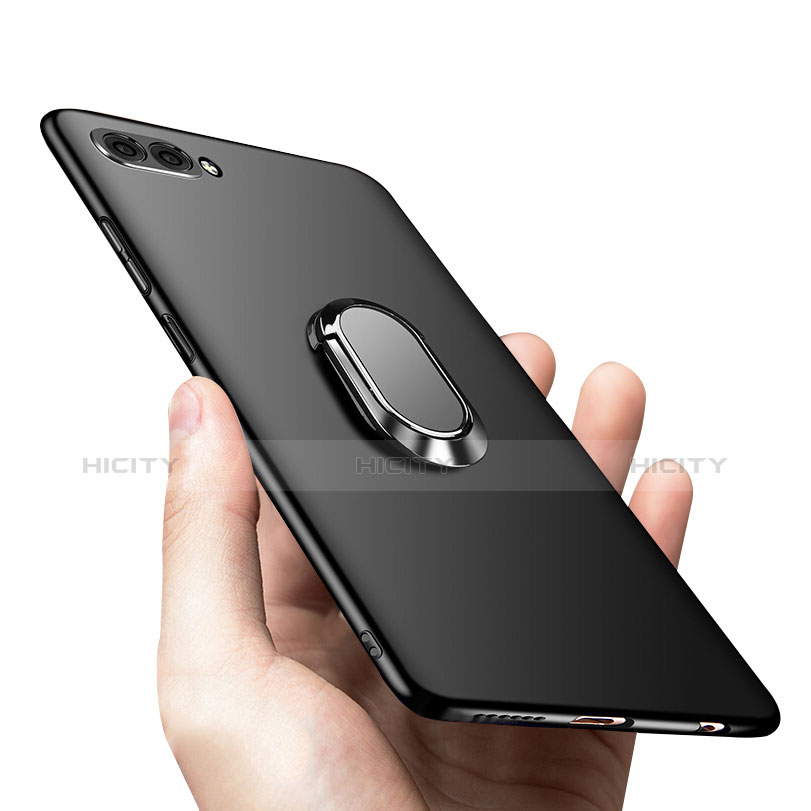 Handyhülle Hülle Kunststoff Schutzhülle Matt mit Fingerring Ständer für Huawei Nova 2S Schwarz