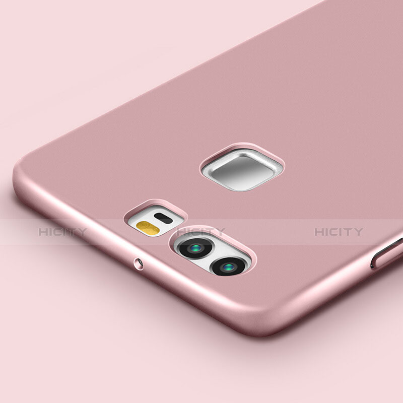 Handyhülle Hülle Kunststoff Schutzhülle Matt mit Fingerring Ständer für Huawei P9 Plus Rosegold groß