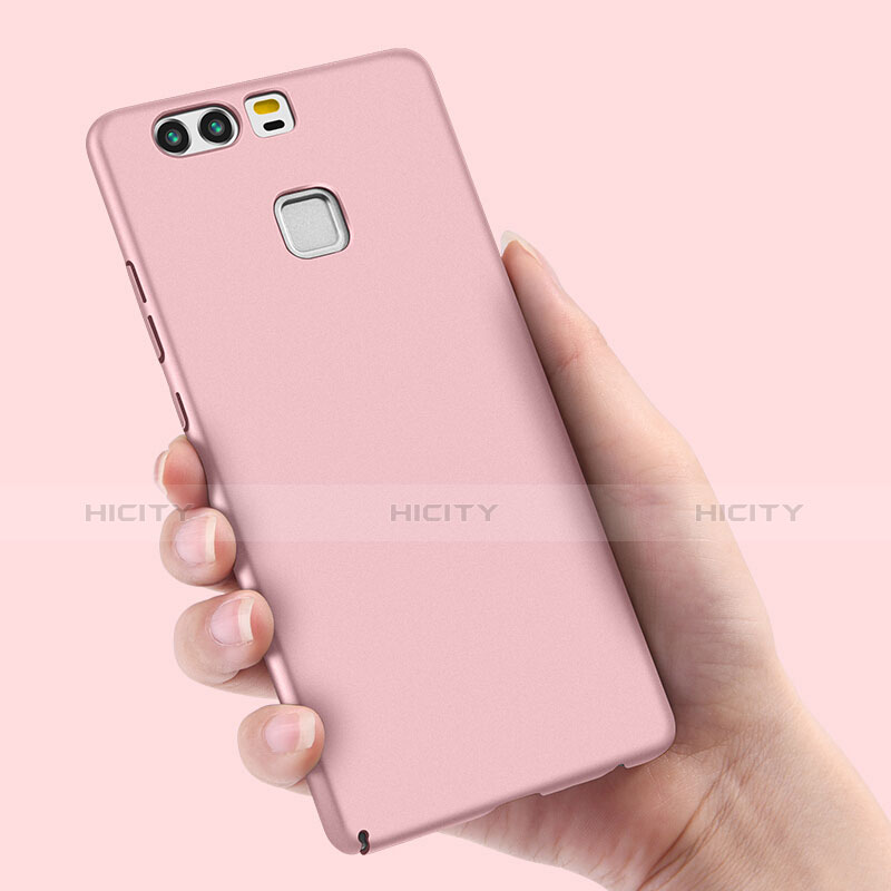 Handyhülle Hülle Kunststoff Schutzhülle Matt mit Fingerring Ständer für Huawei P9 Plus Rosegold groß