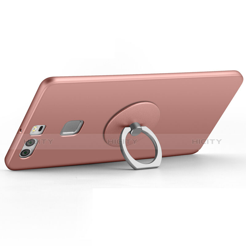 Handyhülle Hülle Kunststoff Schutzhülle Matt mit Fingerring Ständer für Huawei P9 Rosegold