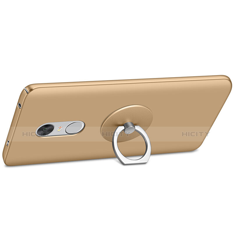 Handyhülle Hülle Kunststoff Schutzhülle Matt mit Fingerring Ständer für Xiaomi Redmi Note 4 Standard Edition Gold