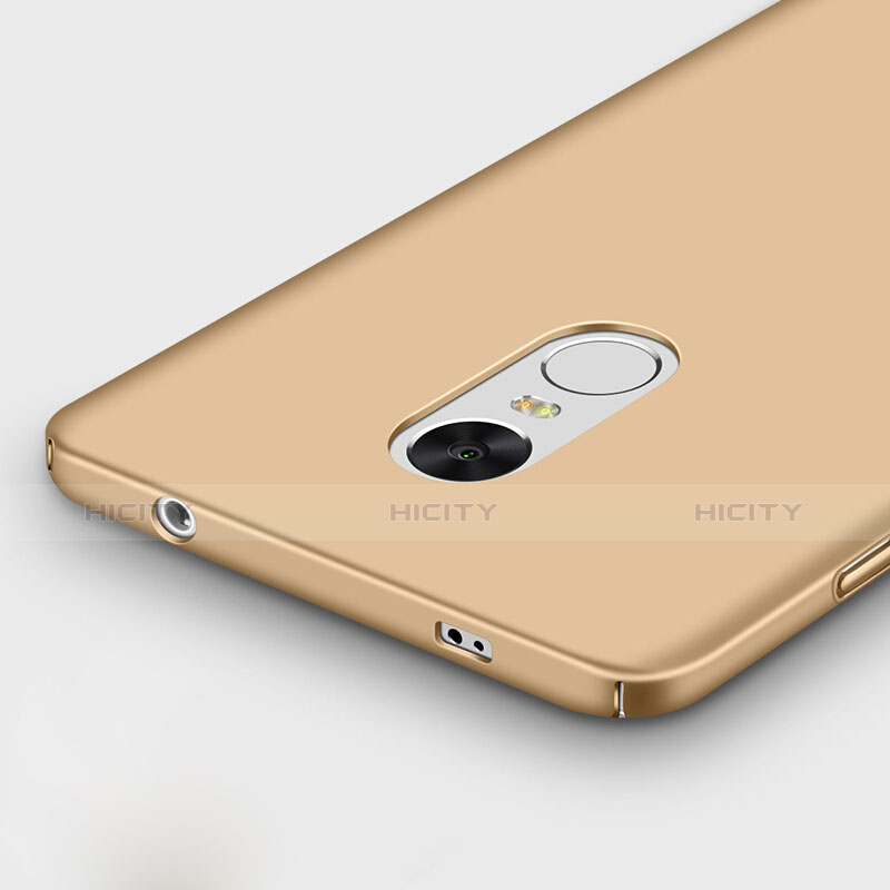 Handyhülle Hülle Kunststoff Schutzhülle Matt mit Fingerring Ständer für Xiaomi Redmi Note 4 Standard Edition Gold groß