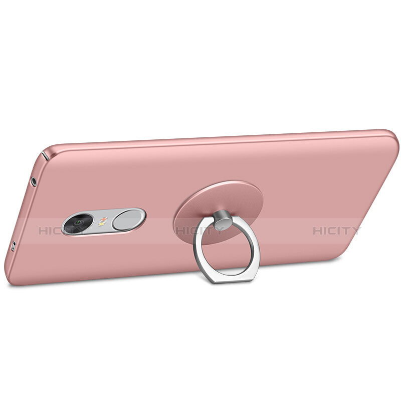 Handyhülle Hülle Kunststoff Schutzhülle Matt mit Fingerring Ständer für Xiaomi Redmi Note 4 Standard Edition Rosegold groß