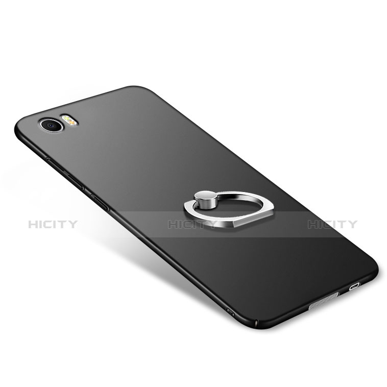 Handyhülle Hülle Kunststoff Schutzhülle Matt mit Fingerring Ständer R01 für Xiaomi Mi Note Schwarz