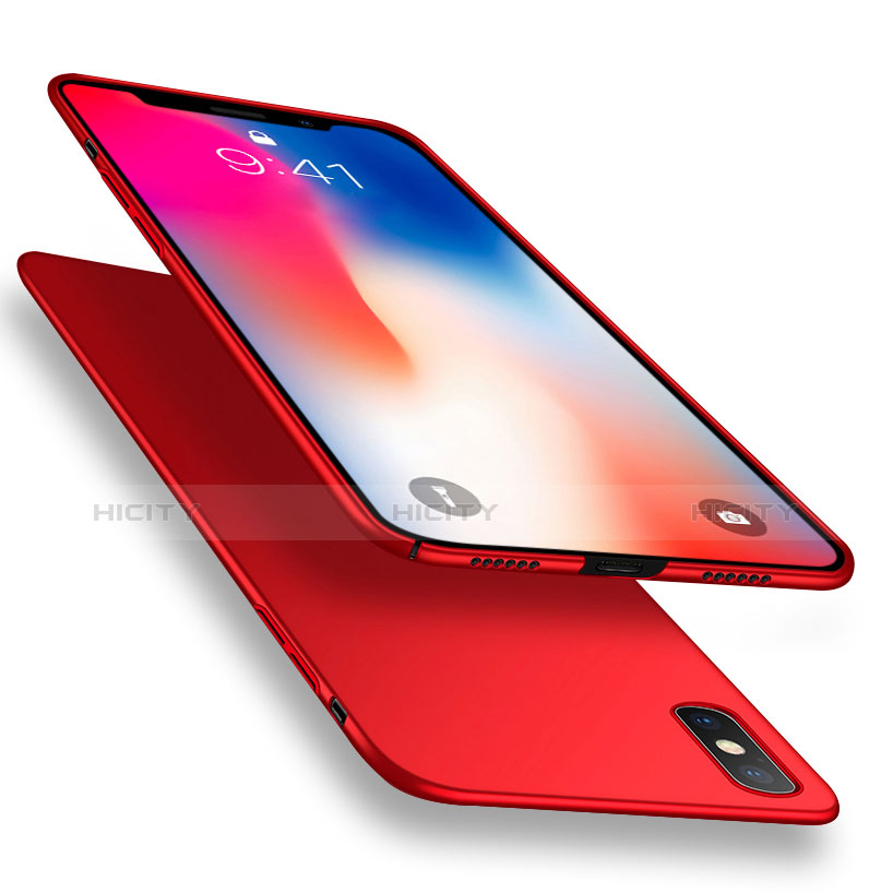 Handyhülle Hülle Kunststoff Schutzhülle Matt mit Fingerring Ständer R03 für Apple iPhone X Rot Plus