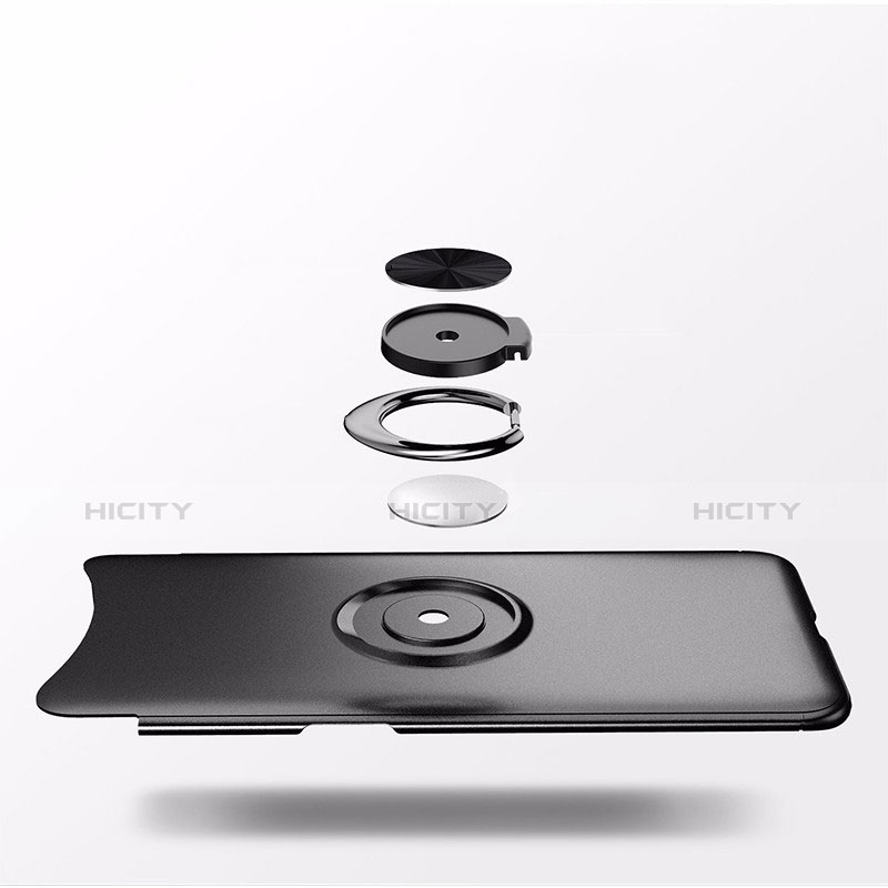 Handyhülle Hülle Kunststoff Schutzhülle Matt mit Magnetisch Fingerring Ständer für Oppo Find X Schwarz groß