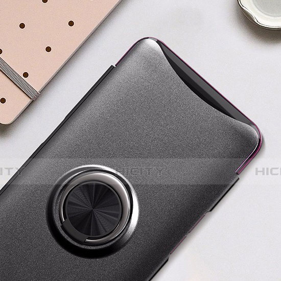 Handyhülle Hülle Kunststoff Schutzhülle Matt mit Magnetisch Fingerring Ständer für Oppo Find X Super Flash Edition Schwarz