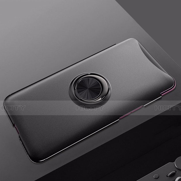 Handyhülle Hülle Kunststoff Schutzhülle Matt mit Magnetisch Fingerring Ständer für Oppo Find X Super Flash Edition Schwarz