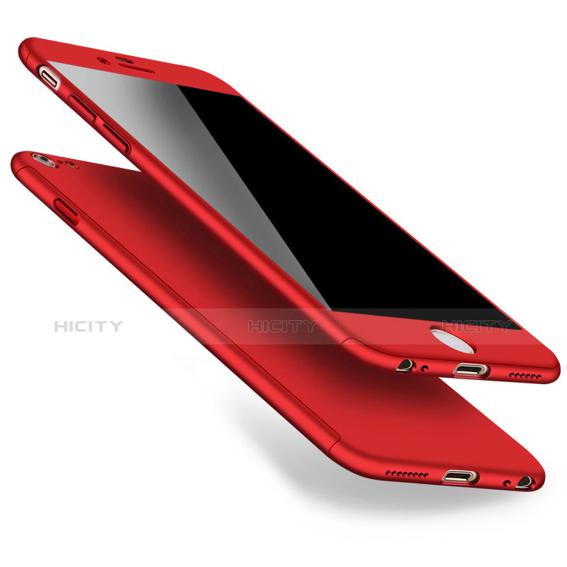 Handyhülle Hülle Kunststoff Schutzhülle Matt Vorder und Rückseite 360 Grad für Apple iPhone 6S Rot