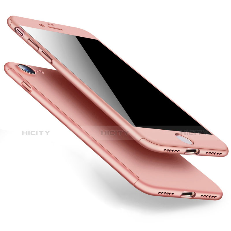 Handyhülle Hülle Kunststoff Schutzhülle Matt Vorder und Rückseite 360 Grad für Apple iPhone 7 Rosegold