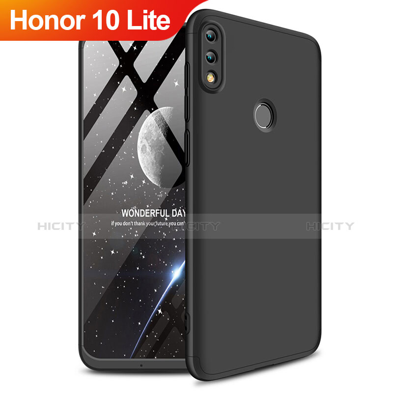 Handyhülle Hülle Kunststoff Schutzhülle Matt Vorder und Rückseite 360 Grad für Huawei Honor 10 Lite Schwarz