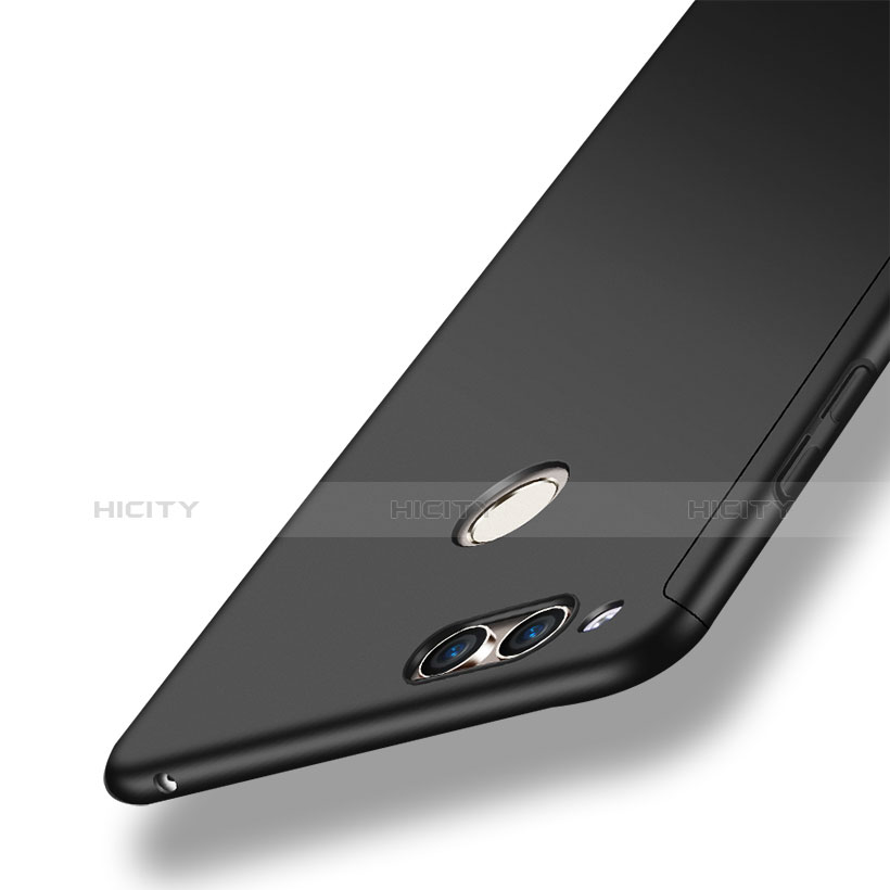 Handyhülle Hülle Kunststoff Schutzhülle Matt Vorder und Rückseite 360 Grad für Huawei Honor 7X Schwarz