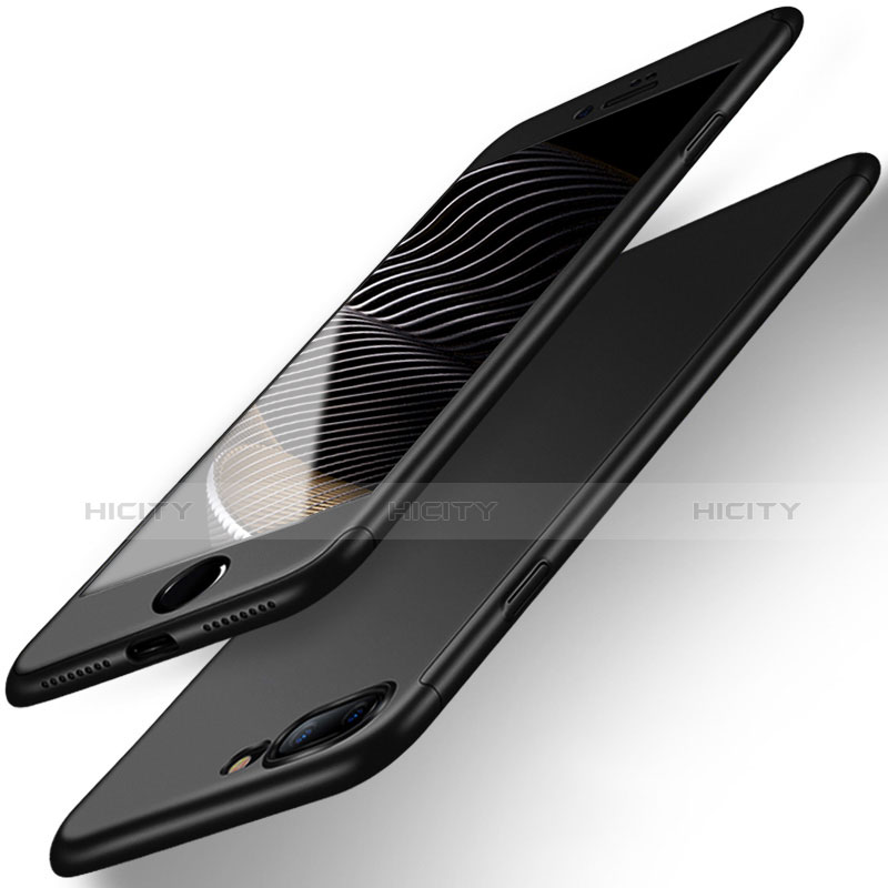 Handyhülle Hülle Kunststoff Schutzhülle Matt Vorder und Rückseite 360 Grad Q01 für Apple iPhone 7 Plus Schwarz